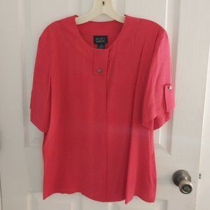 Vintage Alcott & Andrews Short Sleeve Hot Pink Silk Blouse